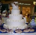 WHITE ROSES-WHITE DOTS 3 TIER CAKE